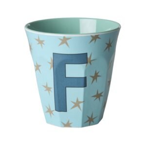 Vaikiškas puodelis su žvaigždutėmis ir raide F