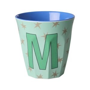 Vaikiškas puodelis su žvaigždutėmis ir raide M