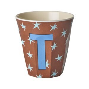 Vaikiškas puodelis su žvaigždutėmis ir raide T