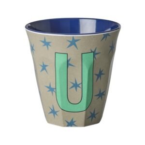 Vaikiškas puodelis su žvaigždutėmis ir raide U