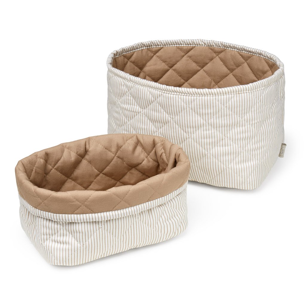 Cam Cam Copenhagen dygsniuoti daiktų laikymo krepšeliai su klasikiniu Classic Stripes Camel raštu