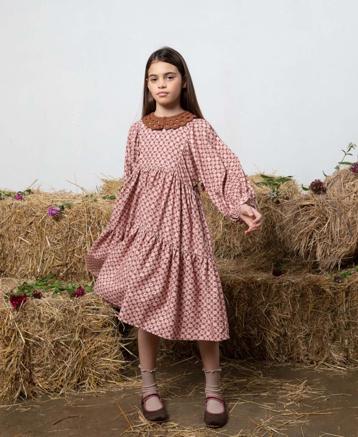 Bebe Organic gėlėta suknelė mergaitėms