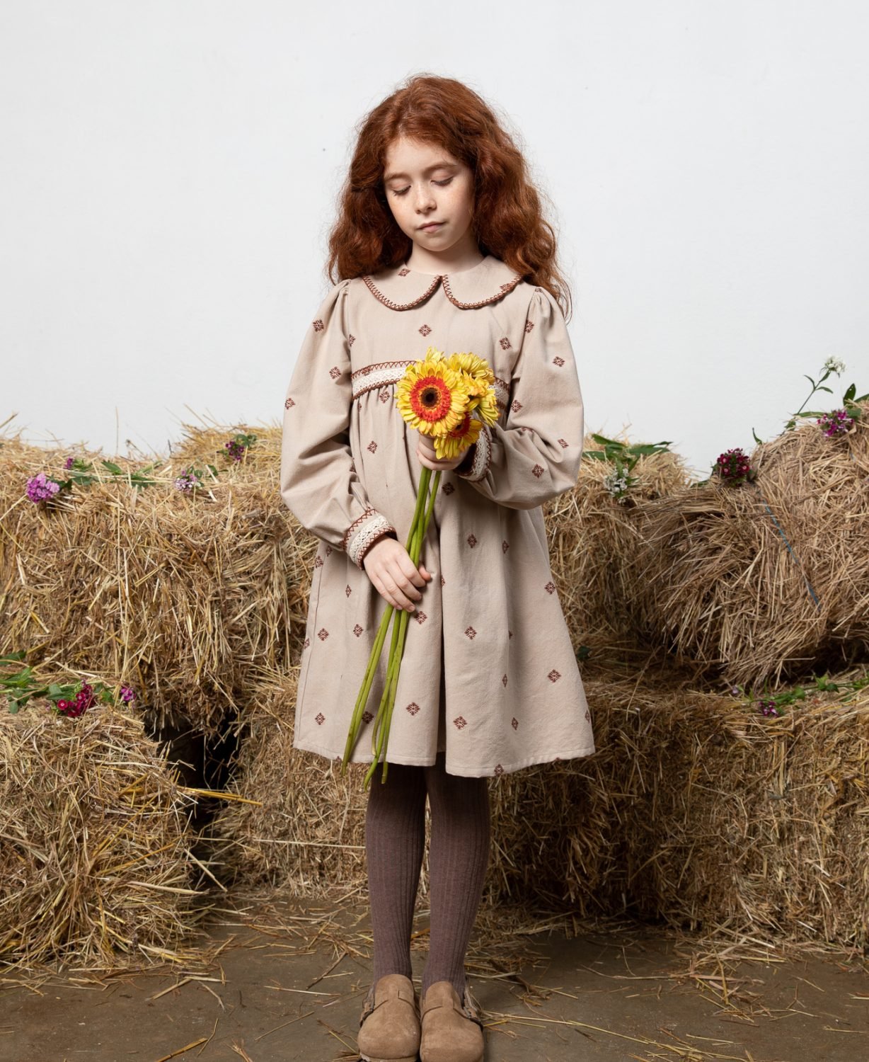 Bebe Organic folkloro stiliaus suknelė mergaitėms