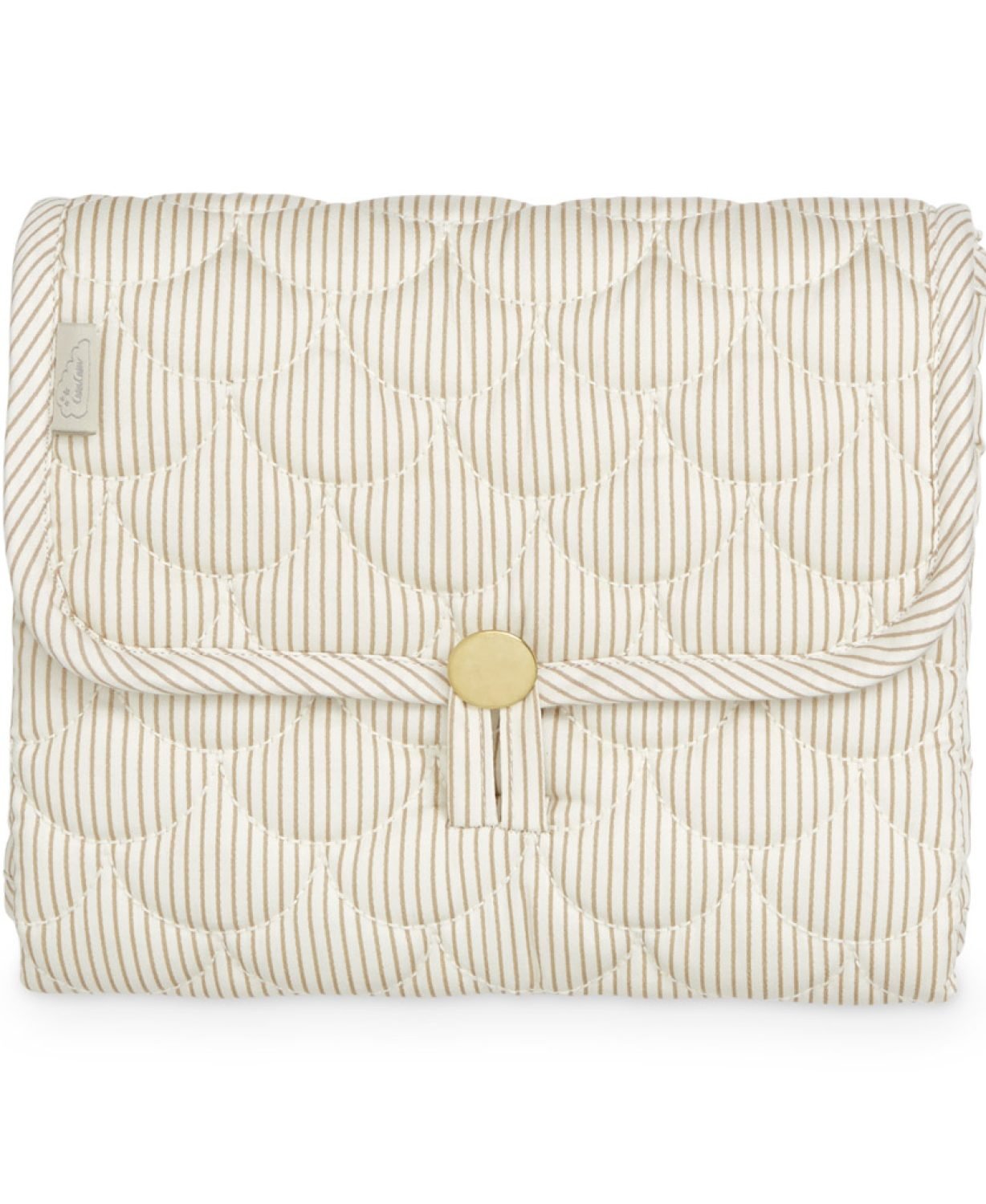 Cam Cam Copenhagen vystymo kilimėlis su Classic Stripes Camel raštu, sulankstytas
