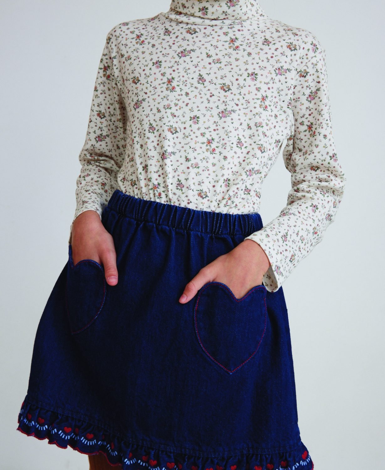 Džinsinis sijonas mergaitėms iš organinės medvilnės