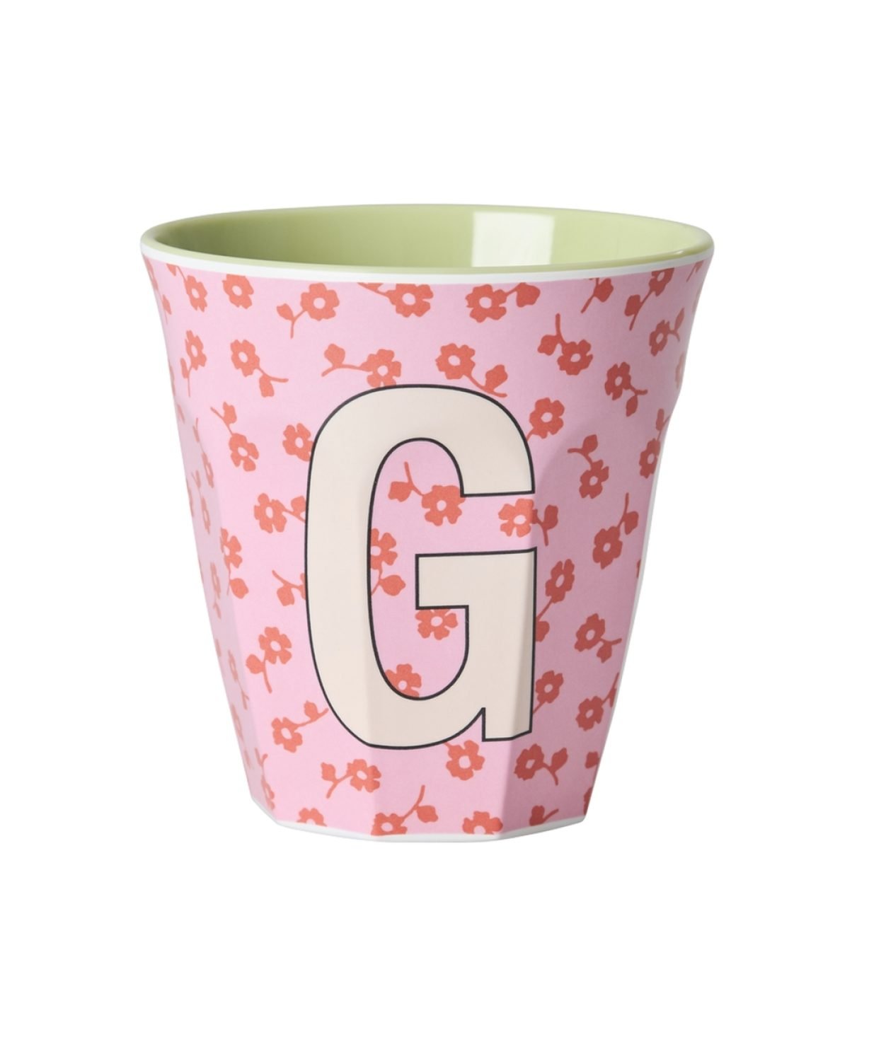 Vaikiškas puodelis su gėlytėmis ir raide G