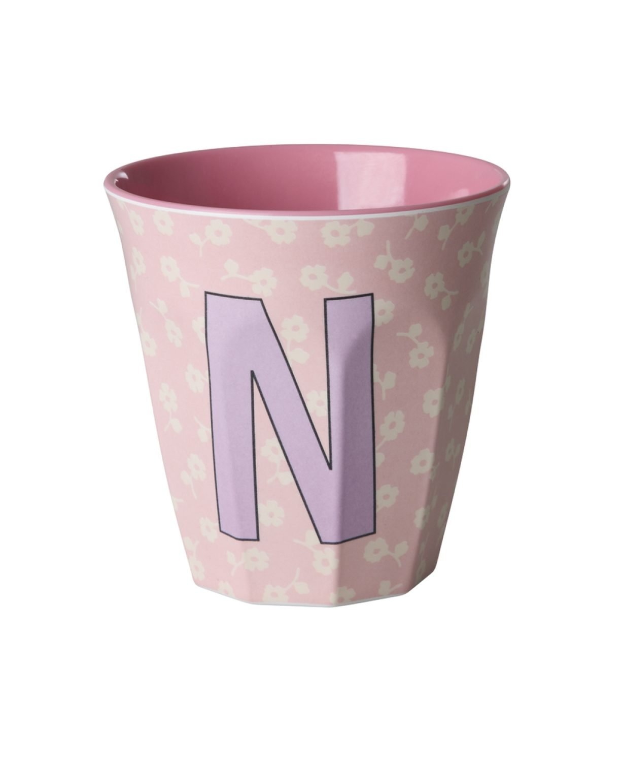 Vaikiškas puodelis su gėlytėmis ir raide N