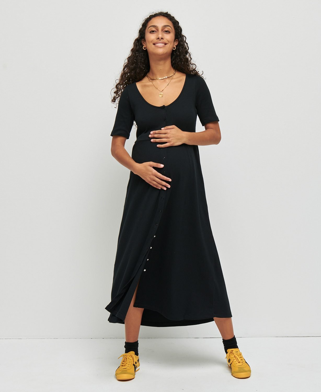 Joli Bump ilga juoda suknelė nėščiosioms